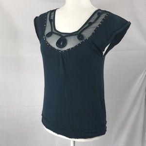 Free People- Blue/green cap sleeve M